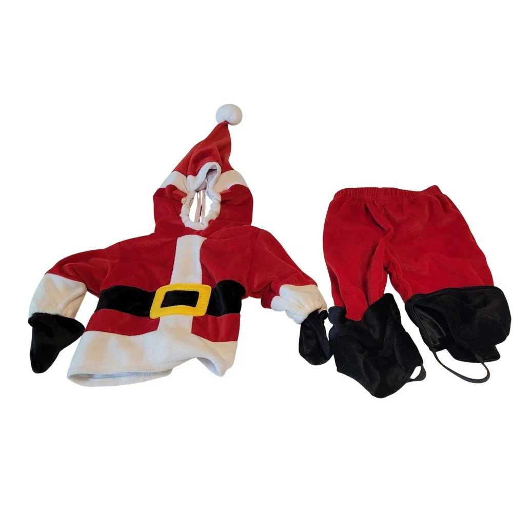 Miniwear Santa Claus Costume Baby 3-6 Months Red Fleece Christmas Hooded Set